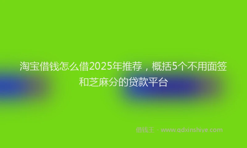 淘宝借钱怎么借2025年推荐，概括5个不用面签和芝麻分的贷款平台