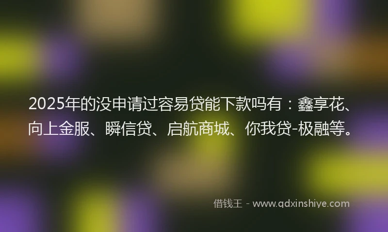 2025年的没申请过容易贷能下款吗有：鑫享花、向上金服、瞬信贷、启航商城、你我贷-极融等。