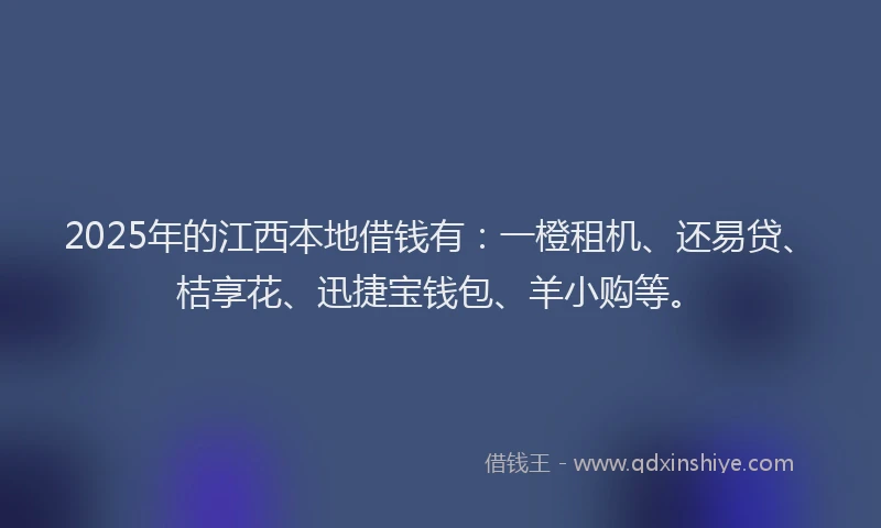 2025年的江西本地借钱有：一橙租机、还易贷、桔享花、迅捷宝钱包、羊小购等。