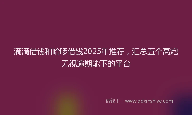 滴滴借钱和哈啰借钱2025年推荐，汇总五个高炮无视逾期能下的平台