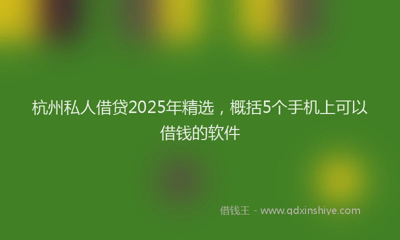 杭州私人借贷2025年精选，概括5个手机上可以借钱的软件