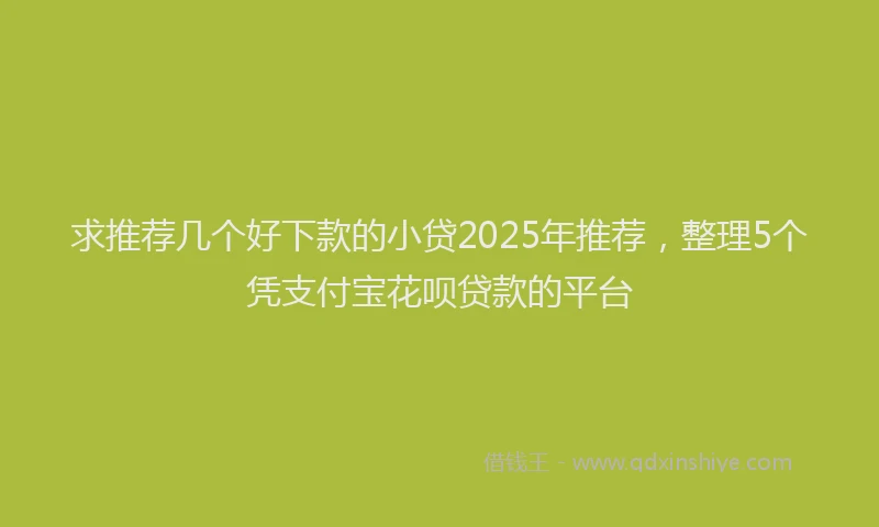 求推荐几个好下款的小贷2025年推荐，整理5个凭支付宝花呗贷款的平台
