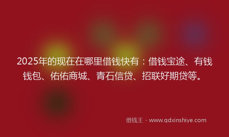 2025年的现在在哪里借钱快有：借钱宝途、有钱钱包、佑佑商城、青石信贷、招联好期贷等。