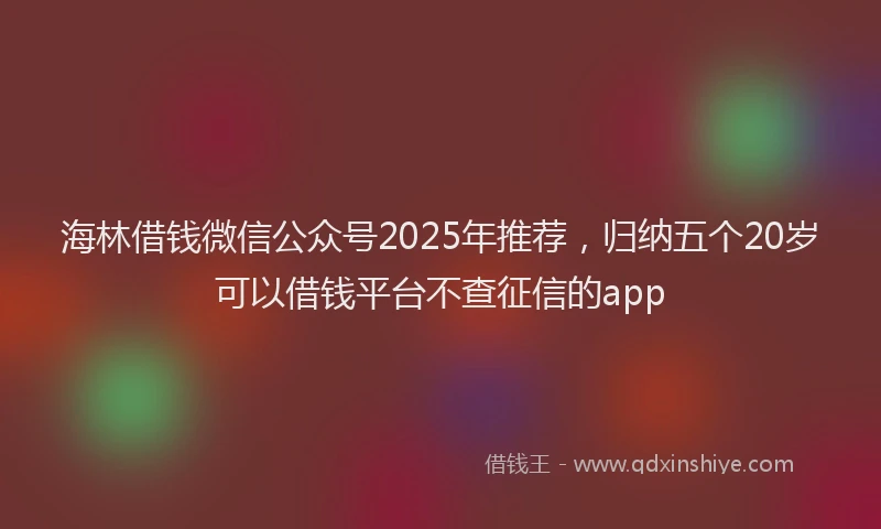 海林借钱微信公众号2025年推荐，归纳五个20岁可以借钱平台不查征信的app