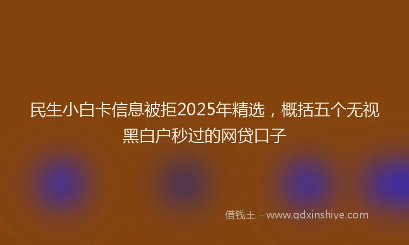 民生小白卡信息被拒2025年精选，概括五个无视黑白户秒过的网贷口子