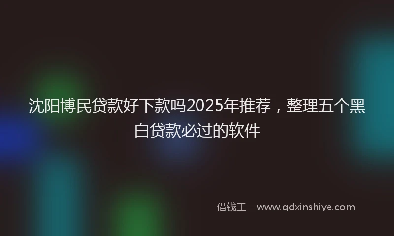 沈阳博民贷款好下款吗2025年推荐，整理五个黑白贷款必过的软件