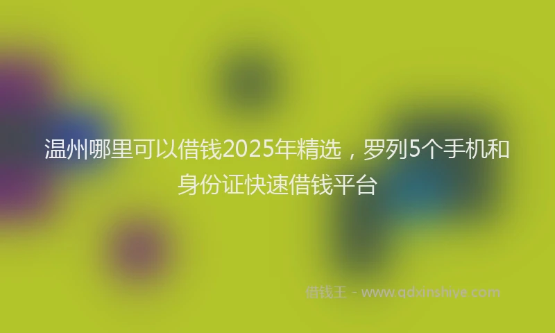 温州哪里可以借钱2025年精选，罗列5个手机和身份证快速借钱平台