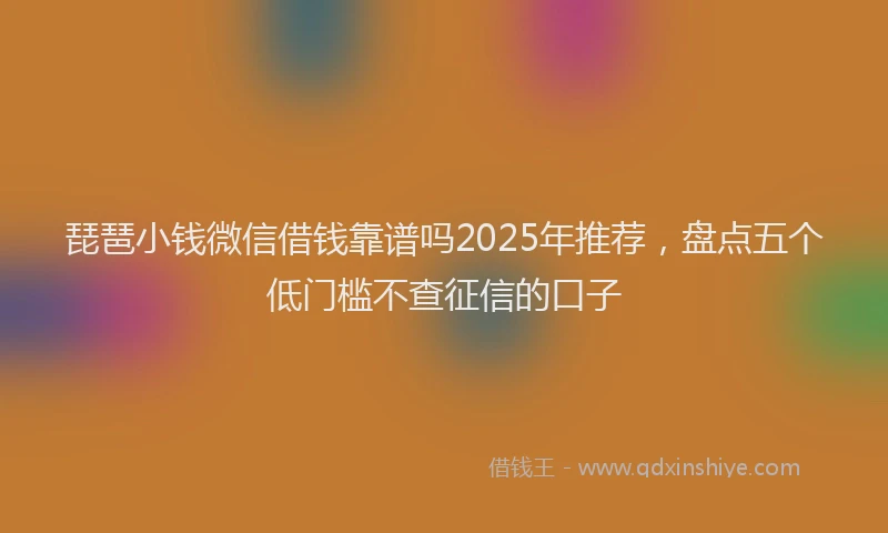 琵琶小钱微信借钱靠谱吗2025年推荐，盘点五个低门槛不查征信的口子