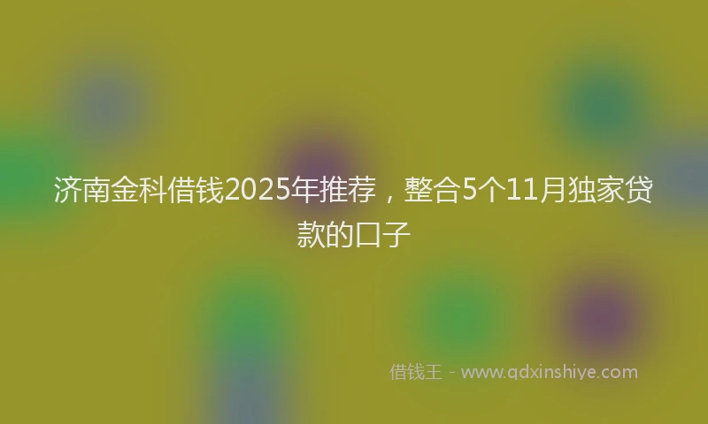 济南金科借钱2025年推荐，整合5个11月独家贷款的口子