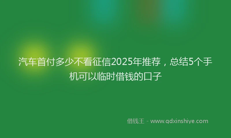 汽车首付多少不看征信2025年推荐，总结5个手机可以临时借钱的口子