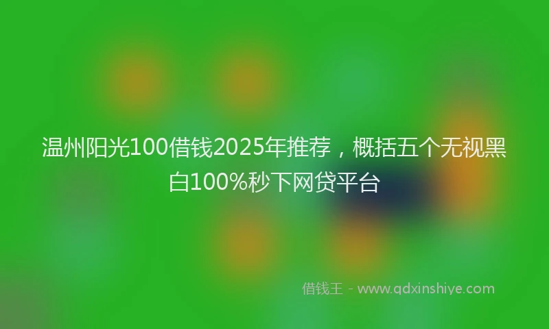 温州阳光100借钱2025年推荐，概括五个无视黑白100%秒下网贷平台