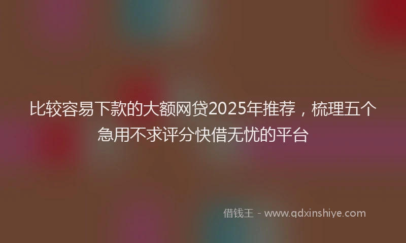 比较容易下款的大额网贷2025年推荐，梳理五个急用不求评分快借无忧的平台