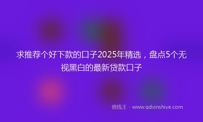 求推荐个好下款的口子2025年精选，盘点5个无视黑白的最新贷款口子