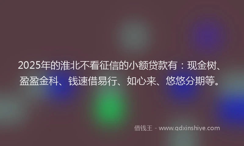 2025年的淮北不看征信的小额贷款有：现金树、盈盈金科、钱速借易行、如心来、悠悠分期等。