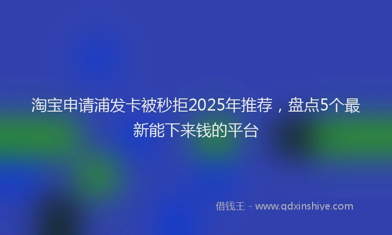 淘宝申请浦发卡被秒拒2025年推荐，盘点5个最新能下来钱的平台
