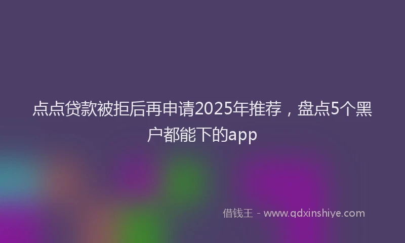 点点贷款被拒后再申请2025年推荐，盘点5个黑户都能下的app