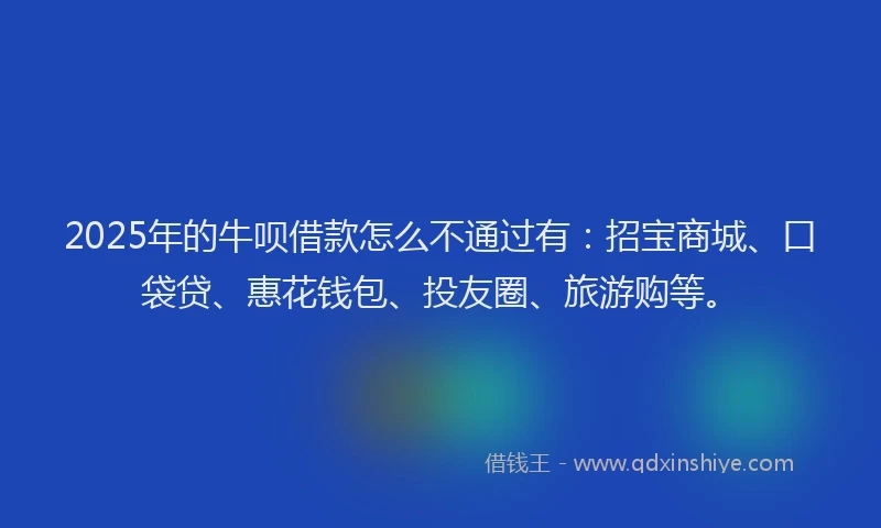 2025年的牛呗借款怎么不通过有：招宝商城、口袋贷、惠花钱包、投友圈、旅游购等。