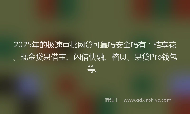 2025年的极速审批网贷可靠吗安全吗有：桔享花、现金贷易借宝、闪借快融、榕贝、易贷Pro钱包等。