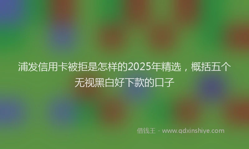浦发信用卡被拒是怎样的2025年精选，概括五个无视黑白好下款的口子