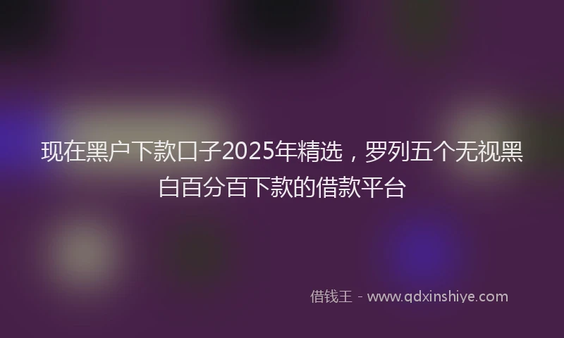 现在黑户下款口子2025年精选，罗列五个无视黑白百分百下款的借款平台