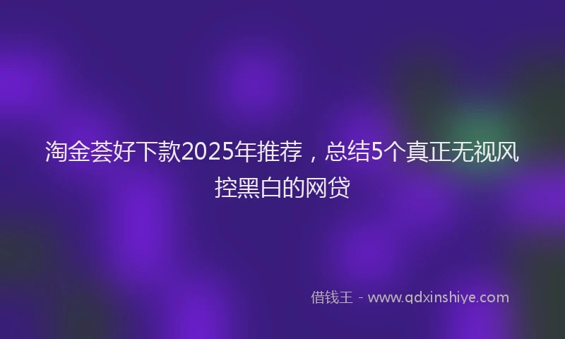 淘金荟好下款2025年推荐，总结5个真正无视风控黑白的网贷