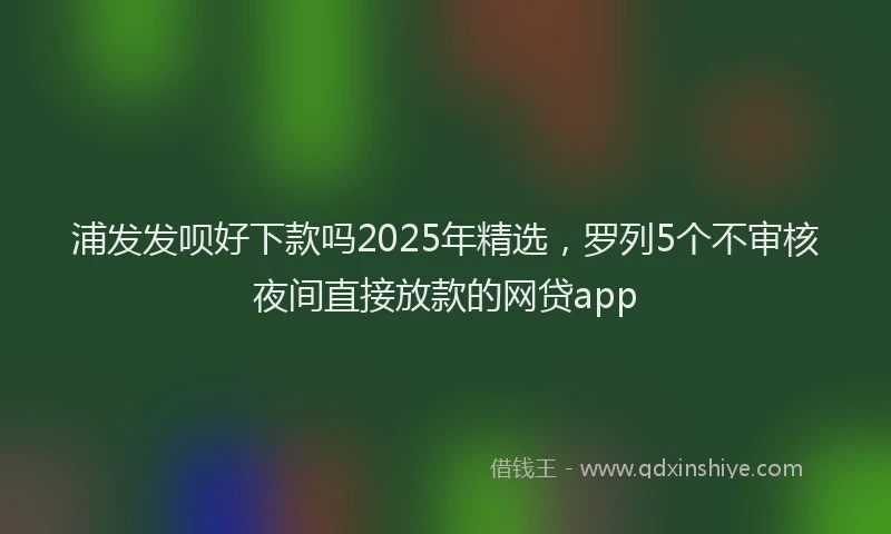 浦发发呗好下款吗2025年精选，罗列5个不审核夜间直接放款的网贷app