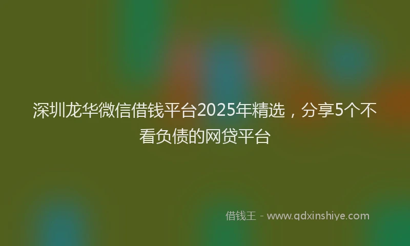深圳龙华微信借钱平台2025年精选，分享5个不看负债的网贷平台