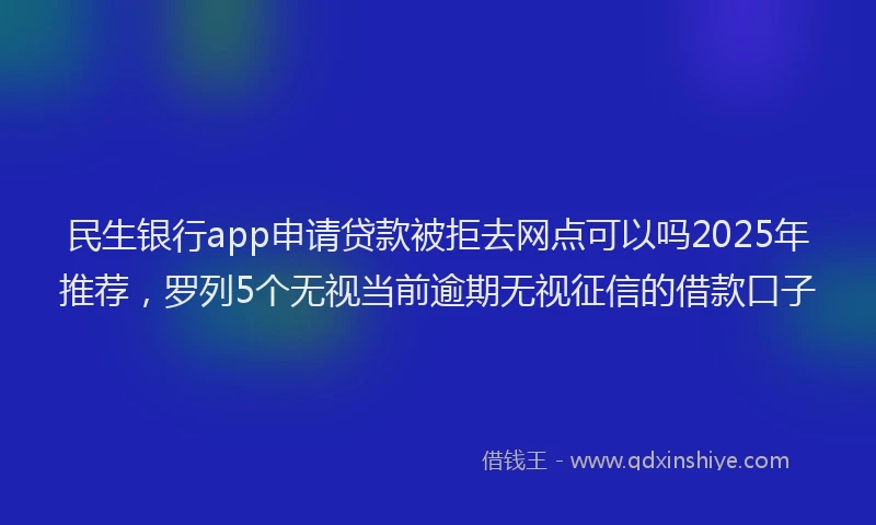 民生银行app申请贷款被拒去网点可以吗2025年推荐，罗列5个无视当前逾期无视征信的借款口子