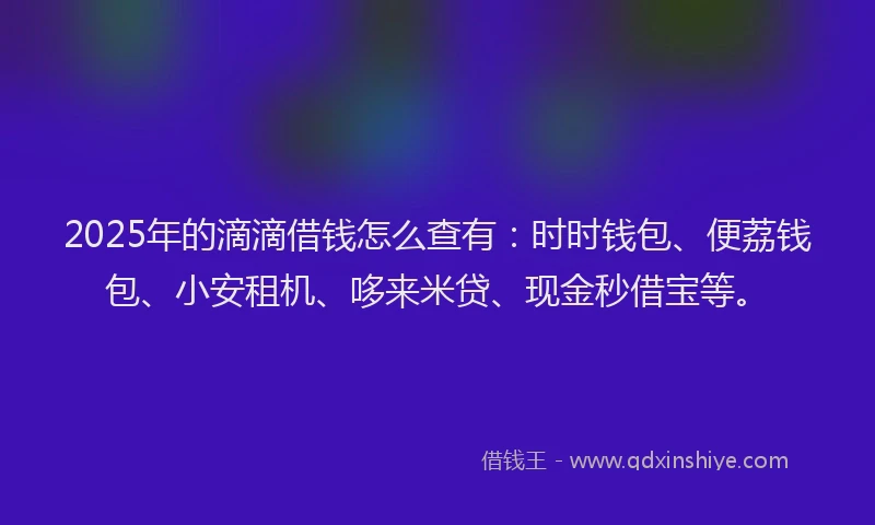 2025年的滴滴借钱怎么查有：时时钱包、便荔钱包、小安租机、哆来米贷、现金秒借宝等。