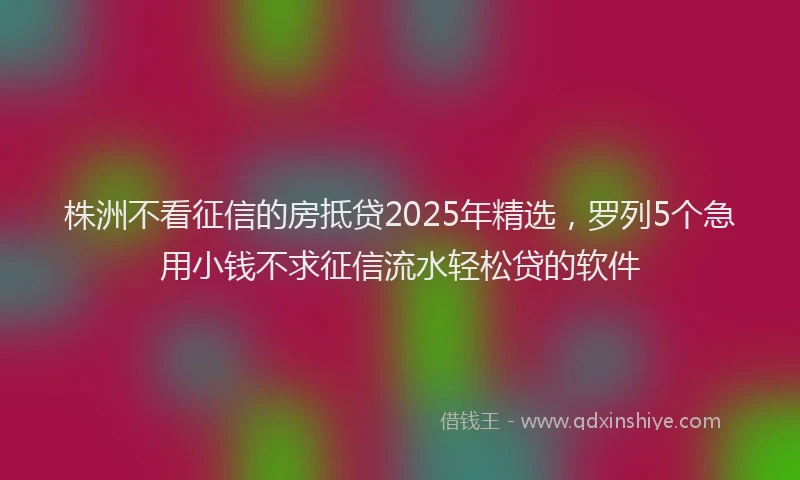 株洲不看征信的房抵贷2025年精选，罗列5个急用小钱不求征信流水轻松贷的软件