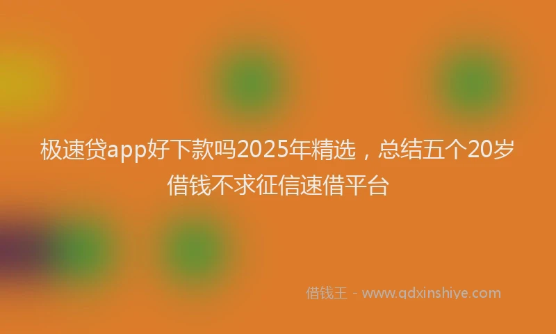 极速贷app好下款吗2025年精选，总结五个20岁借钱不求征信速借平台