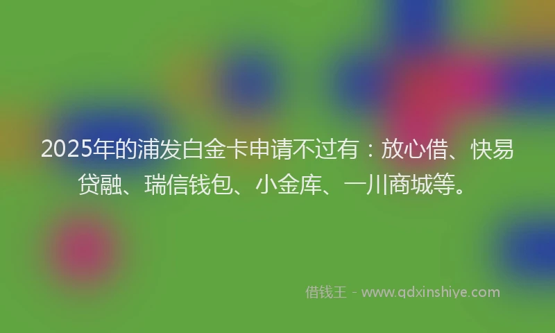 2025年的浦发白金卡申请不过有：放心借、快易贷融、瑞信钱包、小金库、一川商城等。