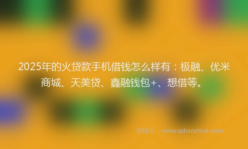 2025年的火贷款手机借钱怎么样有：极融、优米商城、天美贷、鑫融钱包+、想借等。