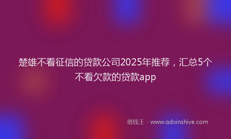 楚雄不看征信的贷款公司2025年推荐，汇总5个不看欠款的贷款app
