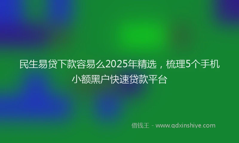 民生易贷下款容易么2025年精选，梳理5个手机小额黑户快速贷款平台