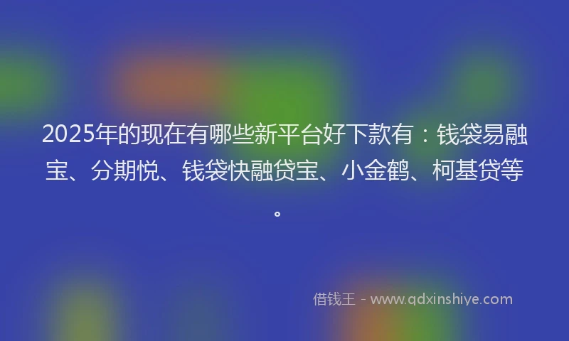 2025年的现在有哪些新平台好下款有：钱袋易融宝、分期悦、钱袋快融贷宝、小金鹤、柯基贷等。