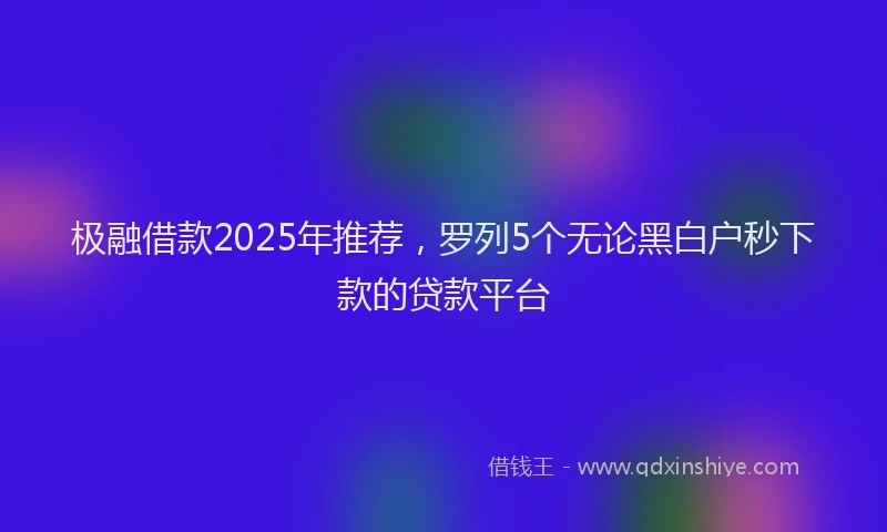 极融借款2025年推荐，罗列5个无论黑白户秒下款的贷款平台
