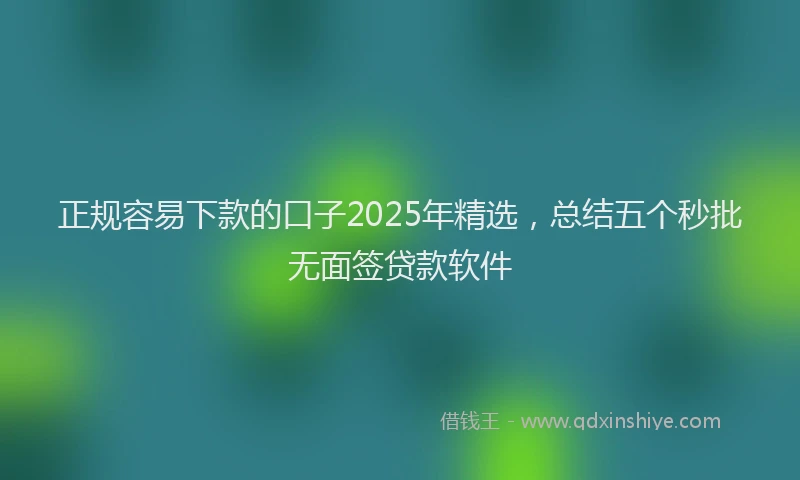 正规容易下款的口子2025年精选，总结五个秒批无面签贷款软件