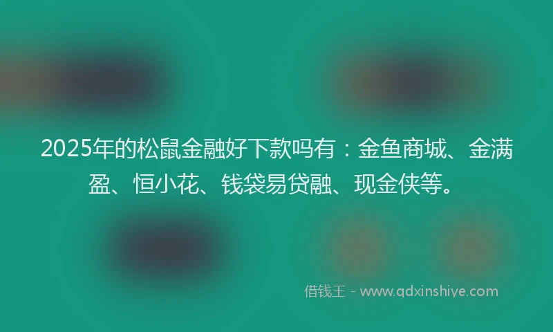2025年的松鼠金融好下款吗有：金鱼商城、金满盈、恒小花、钱袋易贷融、现金侠等。