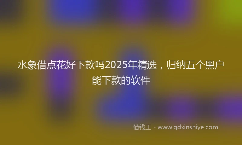 水象借点花好下款吗2025年精选，归纳五个黑户能下款的软件