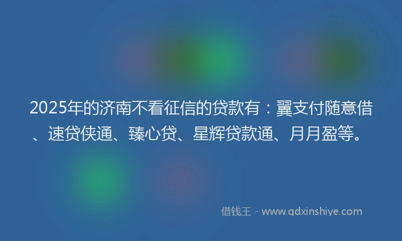 2025年的济南不看征信的贷款有：翼支付随意借、速贷侠通、臻心贷、星辉贷款通、月月盈等。