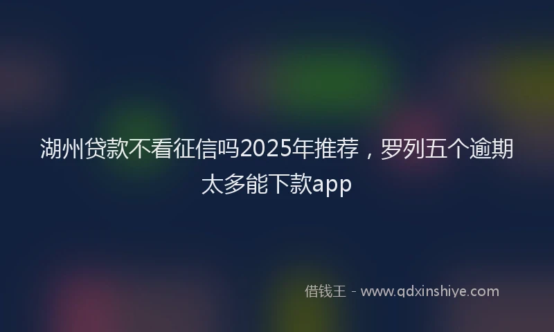 湖州贷款不看征信吗2025年推荐，罗列五个逾期太多能下款app