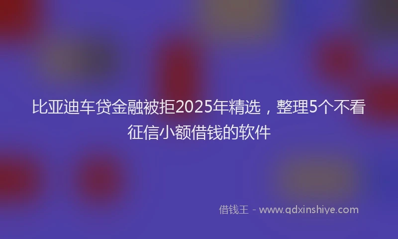 比亚迪车贷金融被拒2025年精选，整理5个不看征信小额借钱的软件