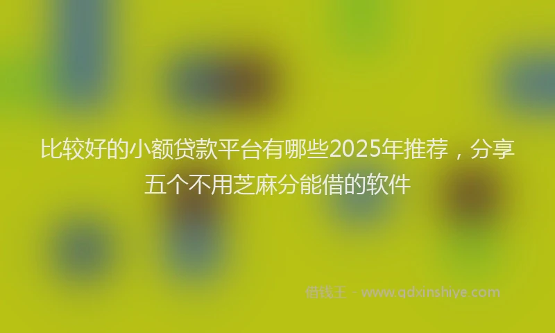 比较好的小额贷款平台有哪些2025年推荐，分享五个不用芝麻分能借的软件