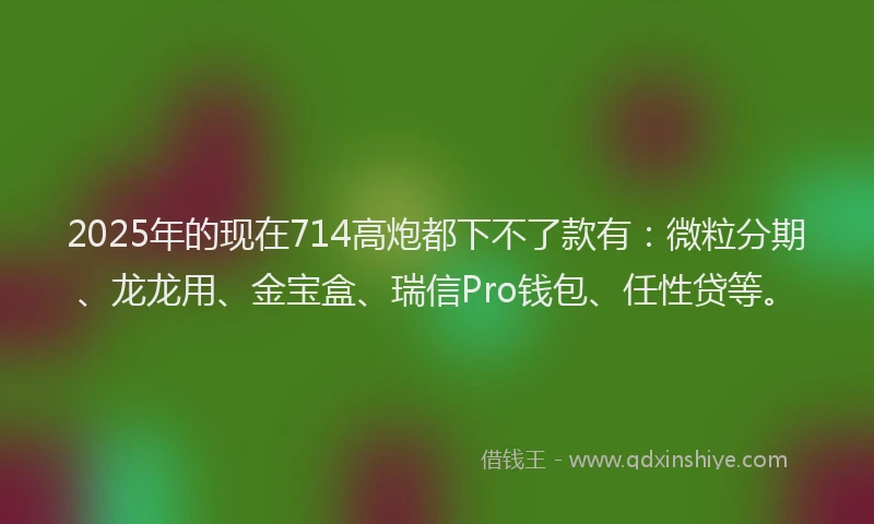 2025年的现在714高炮都下不了款有：微粒分期、龙龙用、金宝盒、瑞信Pro钱包、任性贷等。