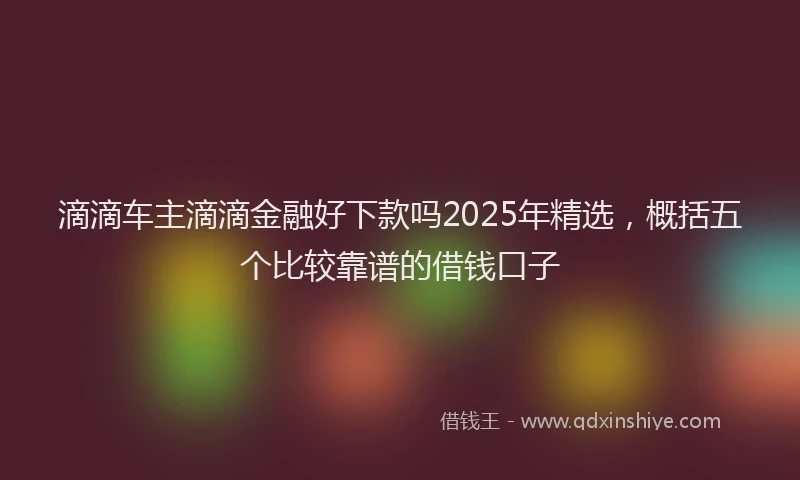 滴滴车主滴滴金融好下款吗2025年精选，概括五个比较靠谱的借钱口子