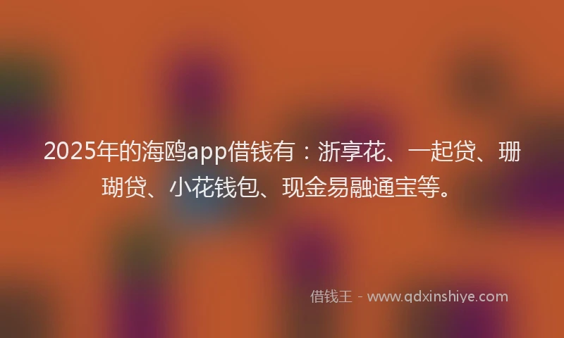 2025年的海鸥app借钱有：浙享花、一起贷、珊瑚贷、小花钱包、现金易融通宝等。