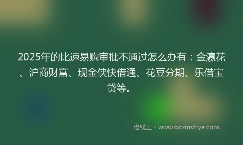 2025年的比速易购审批不通过怎么办有：金瀛花、沪商财富、现金侠快借通、花豆分期、乐借宝贷等。