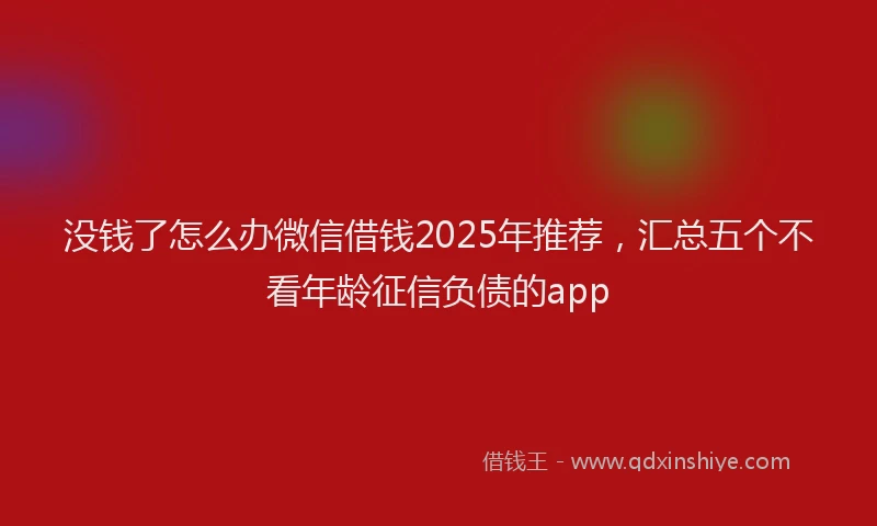 没钱了怎么办微信借钱2025年推荐，汇总五个不看年龄征信负债的app