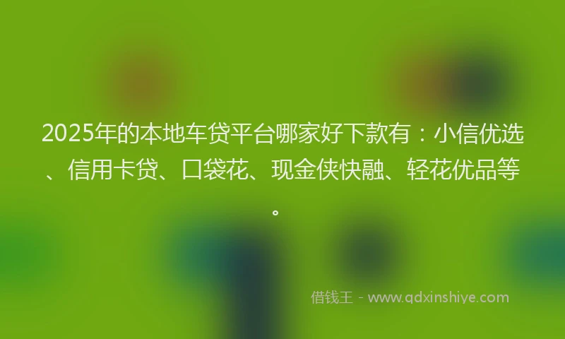2025年的本地车贷平台哪家好下款有：小信优选、信用卡贷、口袋花、现金侠快融、轻花优品等。